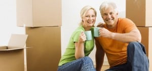 Happy moving couple